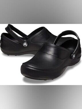 CROCS MERCY SABOT Black Color Size 6 Slip Resistant Work Shoes Rubber Waterproof